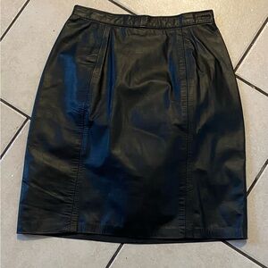 Phoenix Black Leather Pencil Skirt